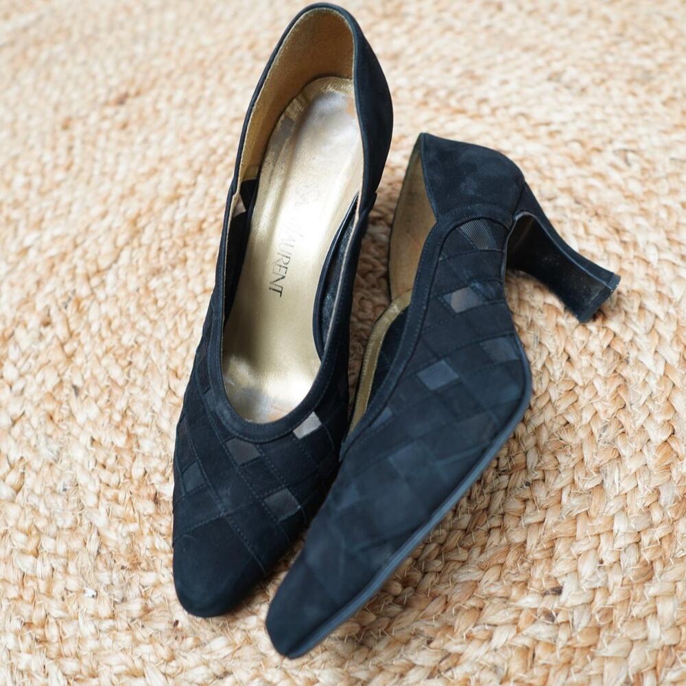 Yves Saint Laurent Black Mesh Heels 36.5